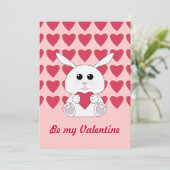 Cute Kawaii lapin blanc Valentines Invitation de c (Debout devant)