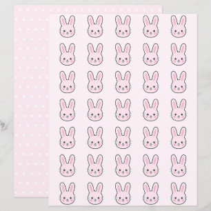 Cute Kawaii Lapin Rose Pois Papier à papier