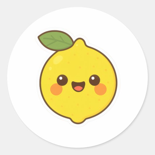 Cute Kawaii Lemon Ronde Sticker (Voorkant)