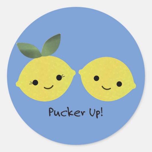 Cute Kawaii Lemons Ronde Sticker (Voorkant)