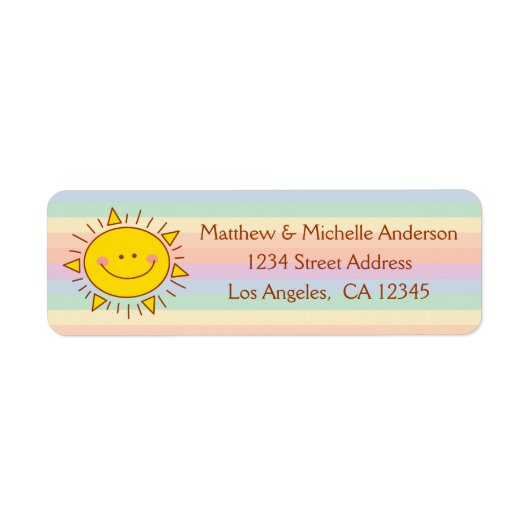 Cute Kawaii Little Rainbow Sunshine Doodle Etiket (Voorkant)