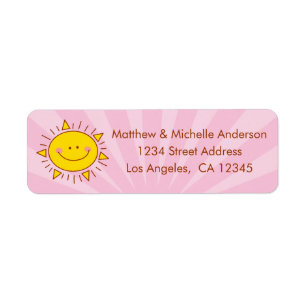 Cute Kawaii Little Ray of Sunshine Doodle Pink Etiket