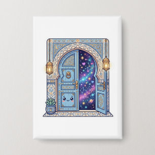 Cute Kawaii Magische Marokkaanse Deur Galaxy StSti Button