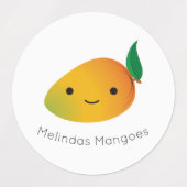 Cute Kawaii Mango étiquette avec nom personnalisab (Design 1)