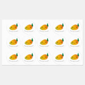 Cute Kawaii Mango étiquette avec nom personnalisab (Feuille)