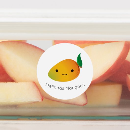 Cute Kawaii Mango étiquette avec nom personnalisab (Apposé)