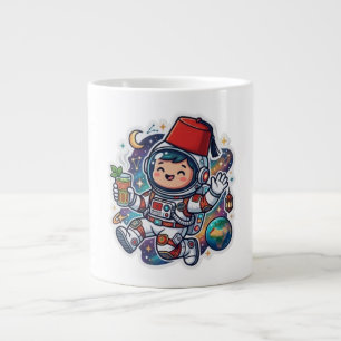 Cute Kawaii Marokkaanse Astronaut Munt Thee FezSti Extra Grote Beker