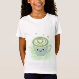 Cute Kawaii Matcha Latte Heart Kids T-Shirt