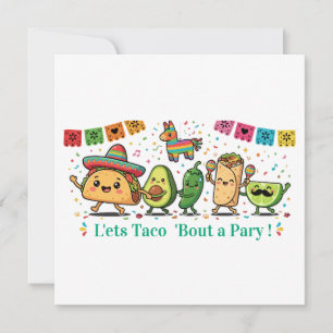 Cute Kawaii Mexicaans Eetfestijn - Taco Burrito Av Kaart