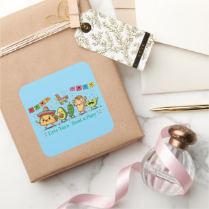 Cute Kawaii Mexicaans Eetfestijn - Taco Burrito Av Vierkante Sticker