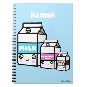 Cute Kawaii Milk Dairy Trio Personalized Pastel Notitieboek