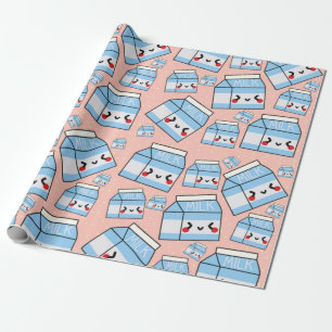 Cute Kawaii Milk Wrapping Paper Cadeaupapier