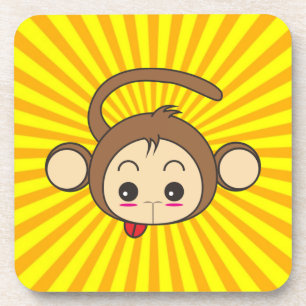 Cute Kawaii Monkey Illustration Bier Onderzetter