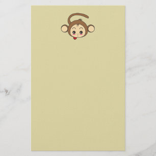 Cute Kawaii Monkey Illustration Briefpapier