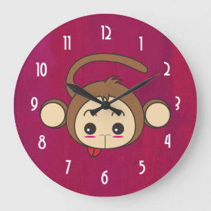 Cute Kawaii Monkey Illustration Grote Klok