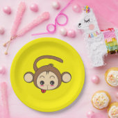Cute Kawaii Monkey Illustration Papieren Bordje (Feest)