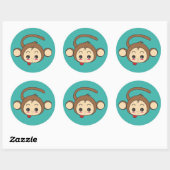 Cute Kawaii Monkey Illustration Ronde Sticker (Vel)