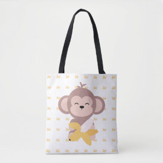 Cute Kawaii Monkey met Banana Canvas tas