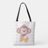 Cute Kawaii Monkey met Banana Canvas tas (Achterkant)