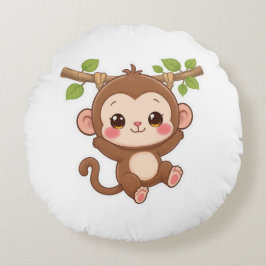 Cute Kawaii Monkey Rond Kussen