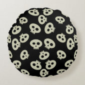 Cute Kawaii Motif crâne noir Coussin rond (Devant)