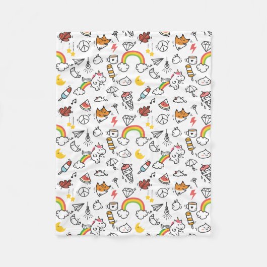 Cute Kawaii Motifs couvertures en toison (Devant)