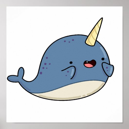Cute Kawaii Narwhal Poster (Voorkant)