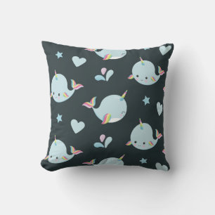 Cute Kawaii Narwhal Zee Unicorn Whale Pattern Kussen