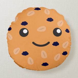 Cute Kawaii Oatmeel Raisin Cookie Rond Kussen