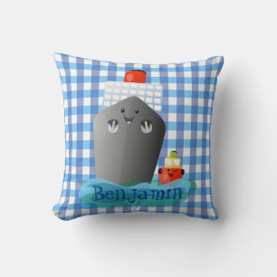 Cute kawaii oceanische voering tug cartoon illustr kussen