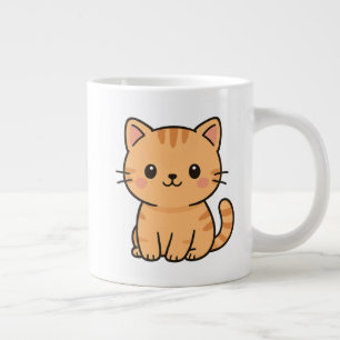 Cute Kawaii Oranje Tabbykat Illustratie Extra Grote Beker