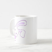 Cute Kawaii Paarse Kijkende Konijn Lint Koffiemok (Voorkant links)