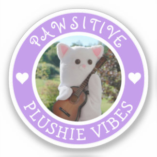 Cute Kawaii Paarse Pawsitive Plushie Vibes Photo Sticker