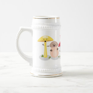 Cute kawaii paddenstoel bierpul