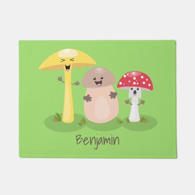 Cute kawaii paddenstoel deurmat (Voorkant)
