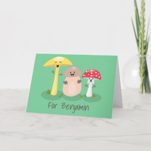 Cute kawaii paddenstoel kaart