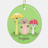 Cute kawaii paddenstoel keramisch ornament (Links)