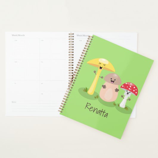 Cute kawaii paddenstoel planner (Display)