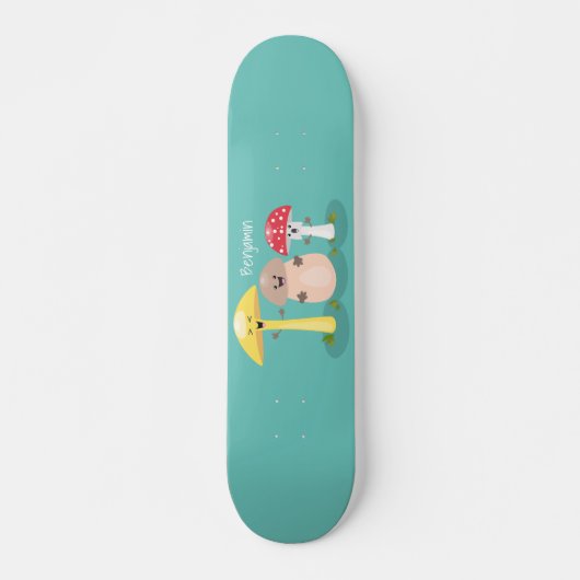 Cute kawaii paddenstoel skateboard (Voorkant)