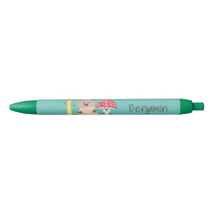 Cute kawaii paddenstoel zwarte inkt pen