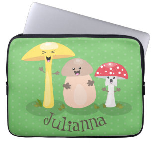 Cute kawaii paddenstoelschimmels cartoon laptop sleeve