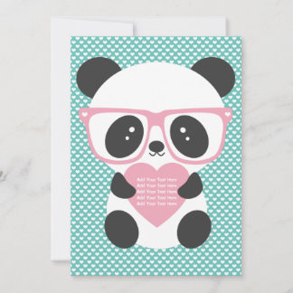 Cute Kawaii Panda Beer Pink Heart Kaart