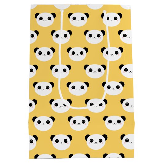 Cute Kawaii Panda Face Pattern Medium Cadeauzakje (Achterkant)