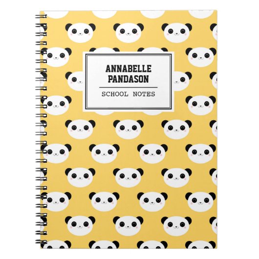 Cute Kawaii Panda Face Pattern Personalized Notitieboek (Voorkant)
