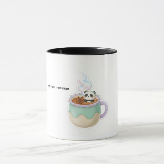 Cute Kawaii Panda in Tea Mug Illustration (Centre)