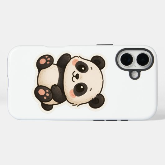 Cute Kawaii Panda iPhone 16 Plus Coque (Verso (horizontal))