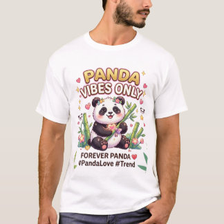 Cute Kawaii Panda Vibes Only - Aesthetisch Bloemmo T-shirt