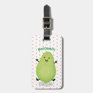 Cute kawaii papaya paw cartoon illustratie bagagelabel