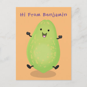 Cute kawaii papaya paw cartoon illustratie briefkaart