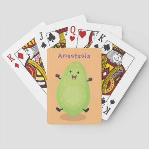 Cute kawaii papaya paw cartoon illustratie pokerkaarten